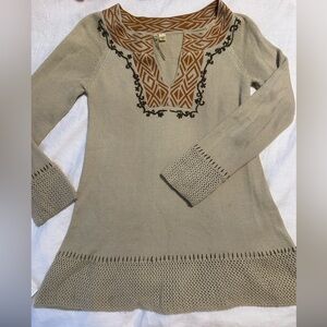 Embroidered Beige Sweater